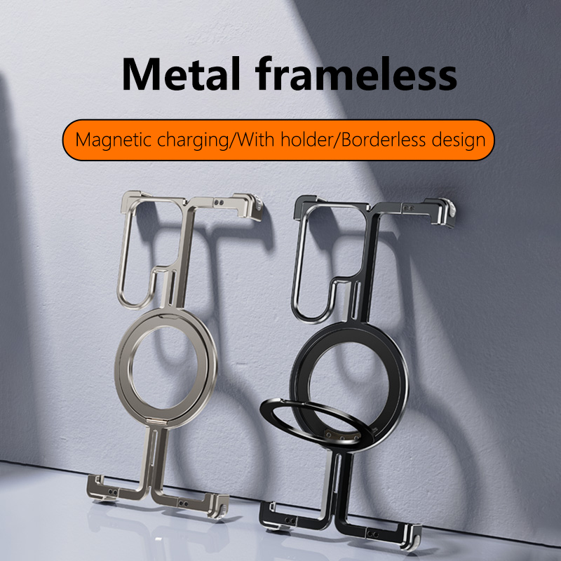 Metal Bumper Aluminum Frame Case - Coque de téléphone à support magnétique