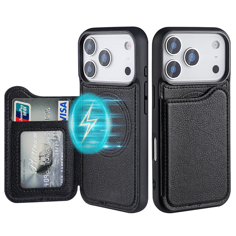 Étui de téléphone en cuir magn - Leather Wallet Card Holder Phone Cover avis et prix